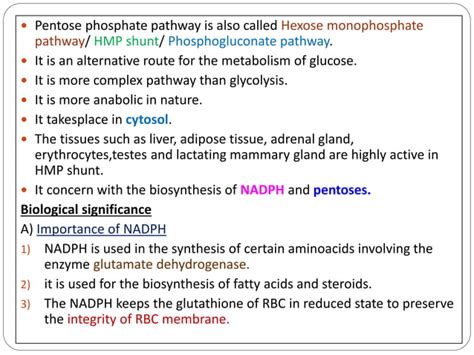 Pentose Phosphate Pathwayhmp Shunt