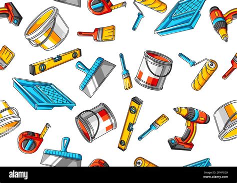 Construction Tools Seamless Pattern Vector Hi Res Stock Photography And