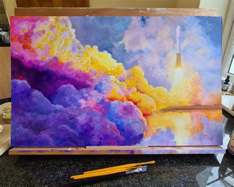 A Hyper Coloured Painting Of An Atlas V Launch That I Finished Last