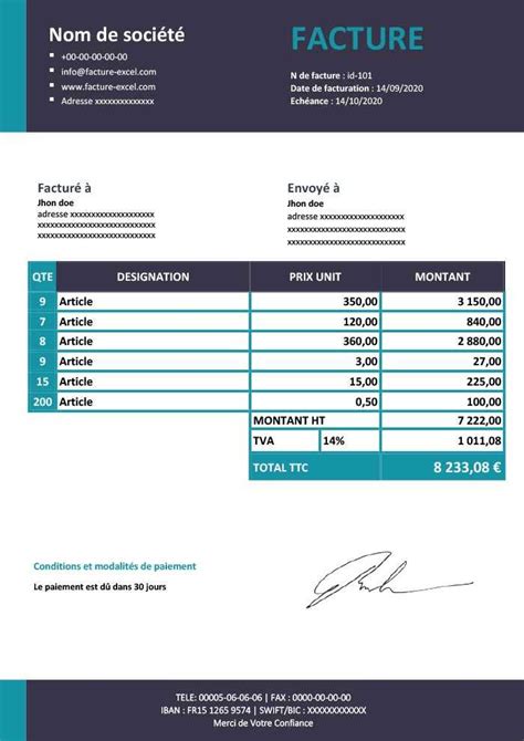 Mod Les De Factures Gratuits Aux Formats Word Et Excel