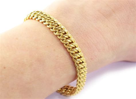 Proantic Bracelet mailles américaines en or 18k bracelet ancien en