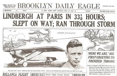 Charles Lindbergh Flight Historic Newspaper unique 1927 reprint!