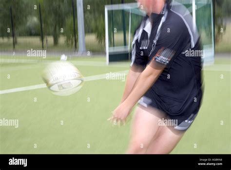 Rugby Player Passing The Ball Blurred Stock Photo Alamy