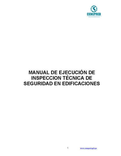 Manual DE Ejecucion ITSE 1 cenepred gob MANUAL DE EJECUCIÓN DE