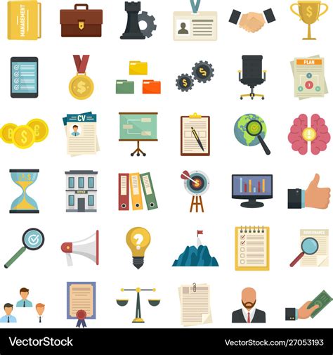 Corporate governance icons set flat style Vector Image