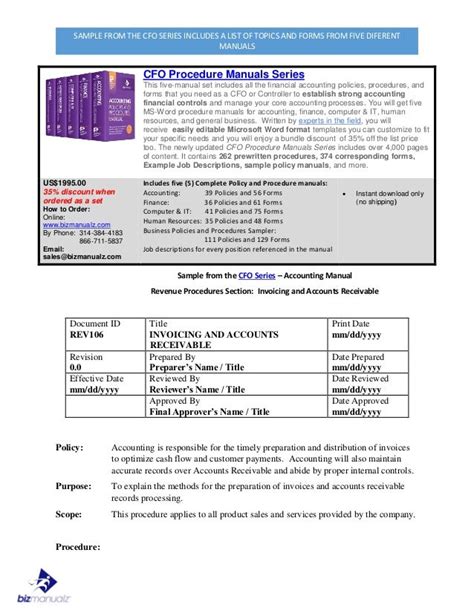 Bizmanualz CFO Policies And Procedures Series Sample Pdf