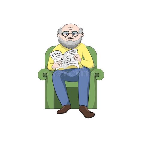 Grandfather Reading A Newspaper Stock Vector Illustration Of Grandpa Cartoon 99162721