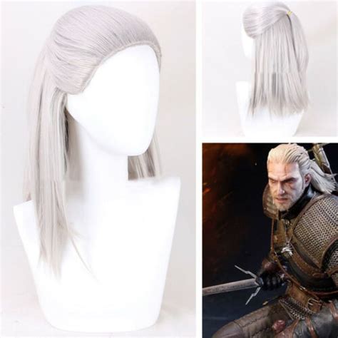 The Witcher 3 Wild Hunt Geralt Cosplay Kostüme Costume Perücke Wig Neu