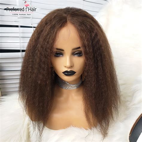 Preferred Kinky Straight Wig Brazilian Yaki Straight Lace Front Human