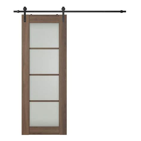 Belldinni Vona 4 Lite 32 In X 80 In 4 Lite Frosted Glass Pecan Nutwood Wood Composite Sliding