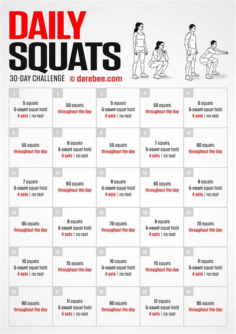 Daily Squats Challenge Squat Challenge 30 Day Challenge Darebee