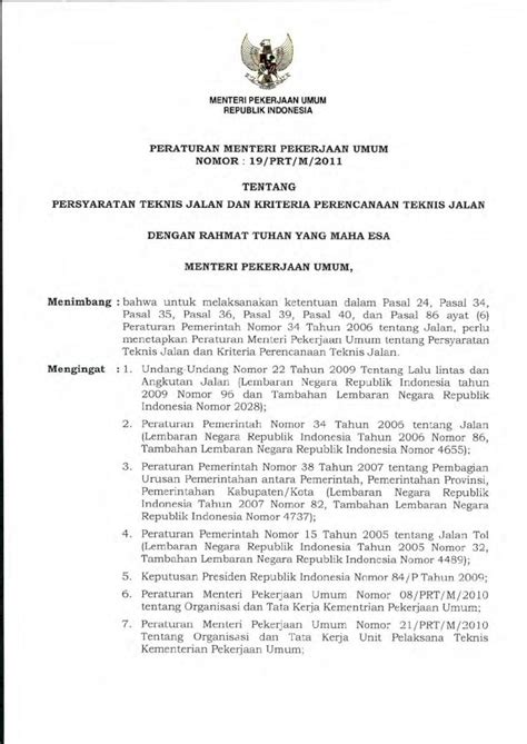 Pdf Permen Pu No Prt M Persyaratan Teknis Jalan Dan Kriteria