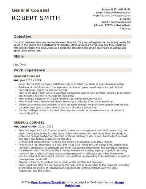 10 General Counsel Resume Samples And Templates For 2025