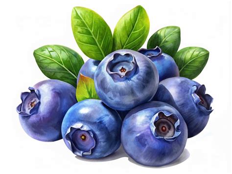 Blueberry With Leaves Premium Ai Generated Vector