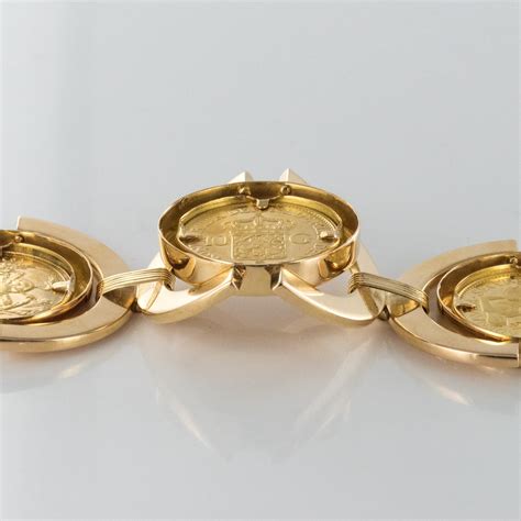 1960s Retro 18 Karat Yellow Gold Coins Bracelet At 1stdibs