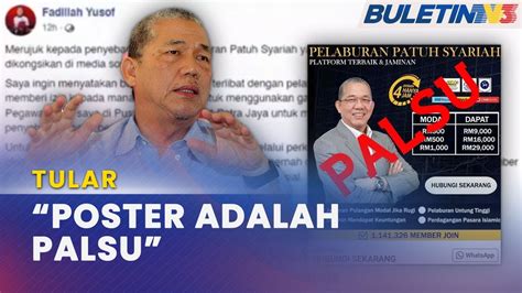 Poster Tular Fadillah Nafi Ada Kaitan Dengan Pelaburan Patuh Syariah