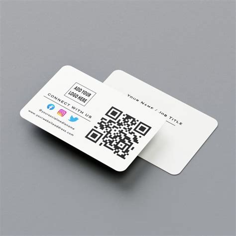 Two White Business Cards With Qr Code On Them