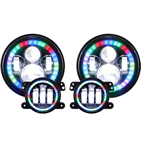 Buy Auxbeam RGB 7 Headlight 4 Fog Light Combo Compatible With Jeep