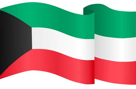 Kuwait Flag Wave Isolated On Png Or Transparent Background Symbol