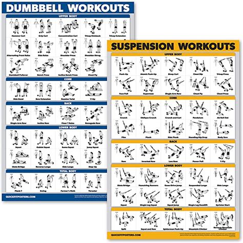 Quickfit 2 Pack Suspension Workouts And Dumbbell Exercise Poster Set