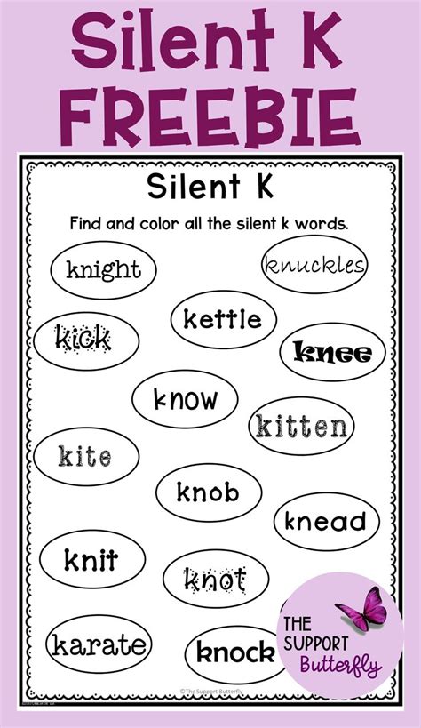 Silent K Worksheets Words Spelling Words Phonics Worksheets