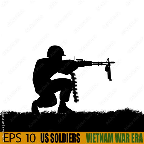 Us Soldier From Vietnam War Era Original Silhouette Stock ベクター Adobe