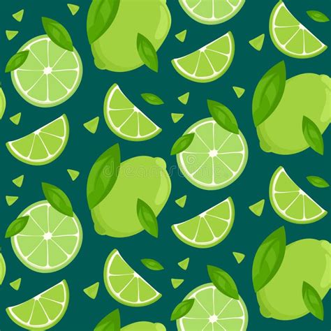 Seamless Pattern With Limes Stock Vector Illustration Of Green