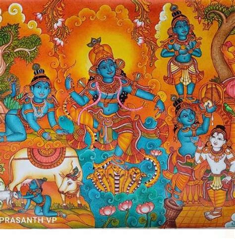 Buy Kerala Original Mural Painting Krishnaleela Artwork Canvas Rolled