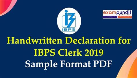 Handwritten Declaration For IBPS Clerk 2019 Sample Format PDF Exam