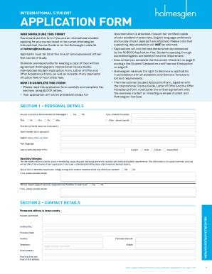 Fillable Online Holmesglen Edu Holmesglen Application Form Study