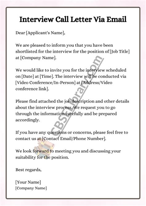 Interview Call Letter Format Interview Letter Samples How To Write