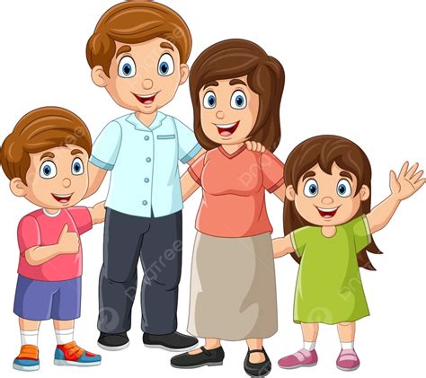 Família Feliz Dos Desenhos Animados No Fundo Branco Png Diversão Juntos Menina Imagem Png E