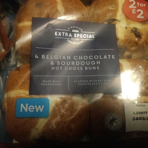 Asda Extra Special 4 Belgian Chocolate And Sourdough Hot Cross Buns Review Abillion