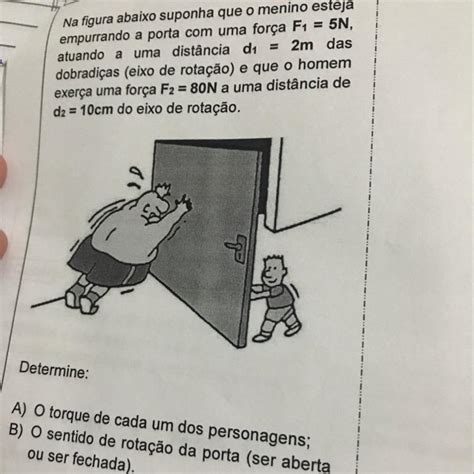 Na Figura Abaixo Suponha Que O Menino Esteja Empurrando A Porta Uma