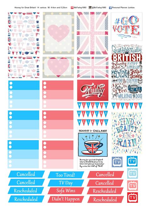 Hooray for Great Britain sticker sheet A4 Printable Paper, Printable ...