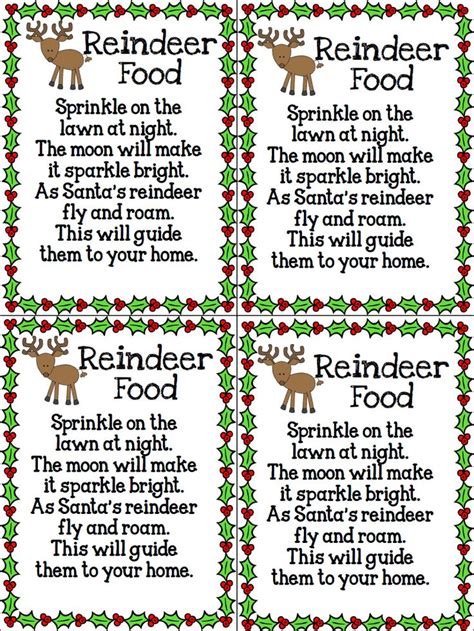 Free Printable Reindeer Food Poem Printable And Enjoyable Learning