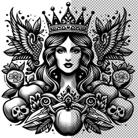 Royal Ink Elegance Vector Design De Tatuagem Da Rainha Em Fundo