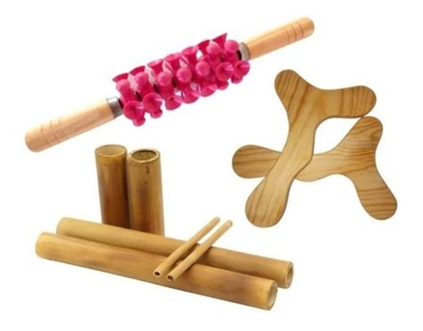 Kit Massagem Modeladora Bambu Par Pantala Rolo Turbinado Podery