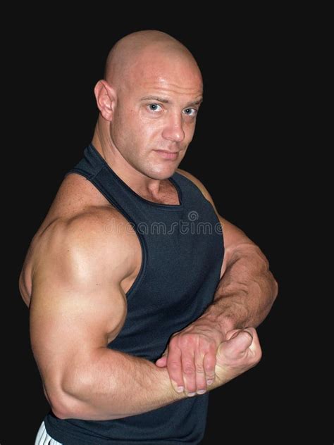 Strong Bald Man With Nude Torso Stock Photo Image Of Pose Bald 6550598