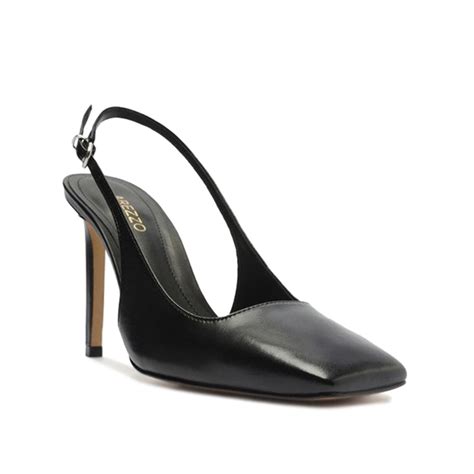 Scarpin Bico Quadrado Slingback Arezzo Preto