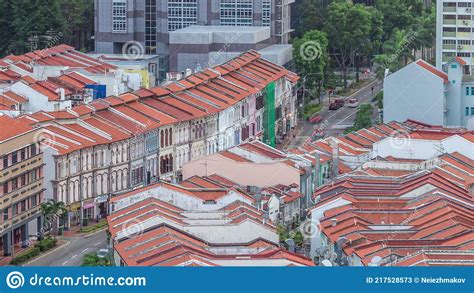 Aerial View Of Art Deco Shophouses Along Neil Road In Chinatown Area