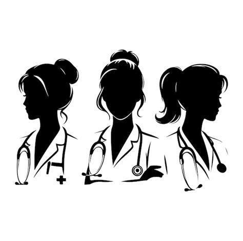 Premium Vector Female Doctors Silhouette Vector Set Physicians