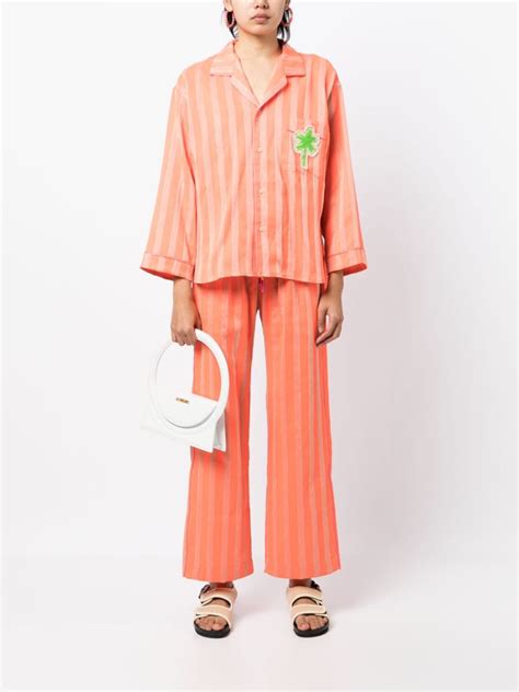 Mira Mikati Palm Tree Patch Striped Shirt Farfetch