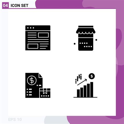 Set Of Commercial Solid Glyphs Pack For Application Invoice Layout