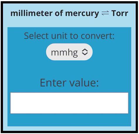 Mmhg To Torr Pressure Conversion