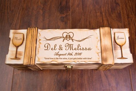 Personalized Wine Box Wooden Wine Box Wine T Box Rustic Etsy