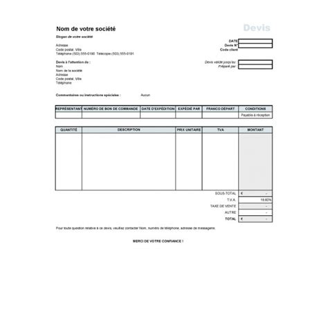 Modele De Devis Vierge A Telecharger Financial Report