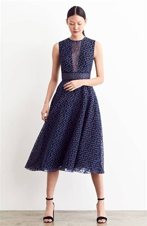 Lela Rose Dotted Organza Fit And Flare Midi Dress Nordstrom