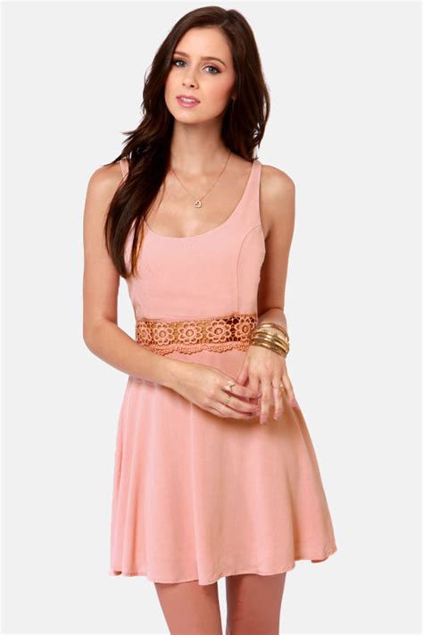 Pretty Blush Pink Dress Lace Dress Tank Dress 4550 Lulus