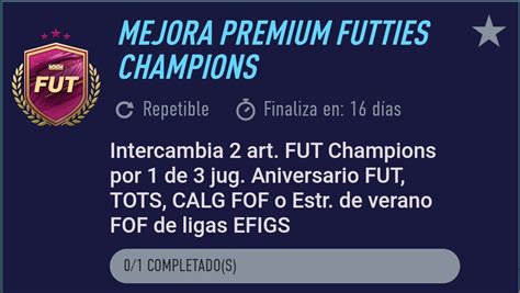 Nuevo SBC Mejora Premium FUTTIES Champions y solución a su SBC